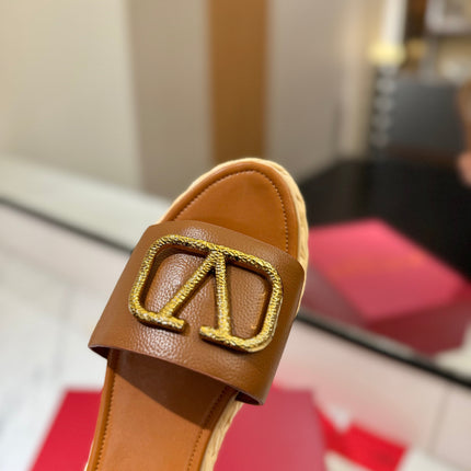 VLTN ESPADRILLE SLIDES 25S IN BROWN LAMBSKIN STYLE 2