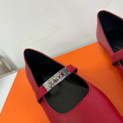 KIARA FLAT PUMP IN RUBY RED CALFSKIN