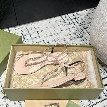 THONG SANDAL IN ALMOND BEIGE CALFSKIN WITH GOLD HARDWARE