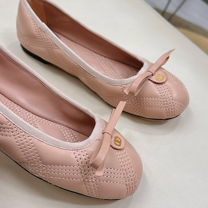 VLTN CLASSIC BALLET FLATS 25S IN NUDE PINK CALFSKIN WITH BOW