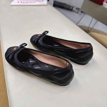 VLTN CLASSIC BALLET FLATS 25S IN BLACK CALFSKIN WITH BOW