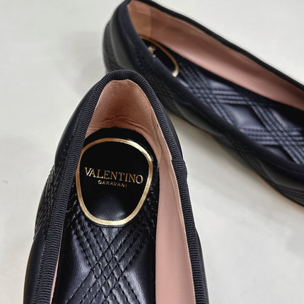 VLTN CLASSIC BALLET FLATS 25S IN BLACK CALFSKIN WITH BOW