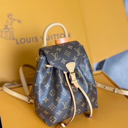 LV 25S MONTSOURIS MINI 20 IN BROWN MONOGRAM CANVAS LEATHER TRIM GOLD HARDWARE