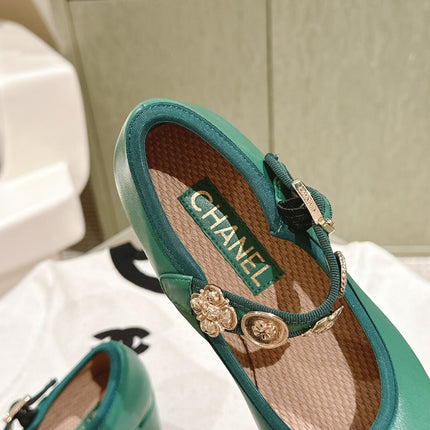 CC HIGH MARY JANE SEA GREEN LAMBSKIN