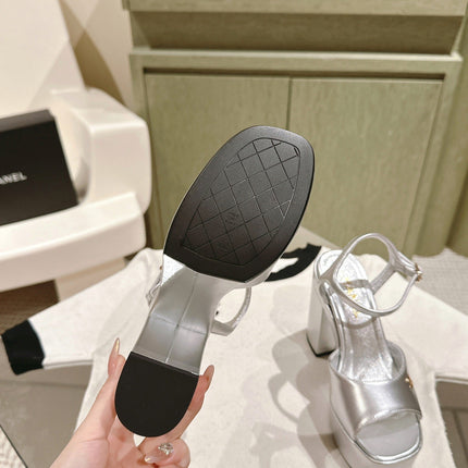 CC HIGH SANDAL SILVER CALFSKIN