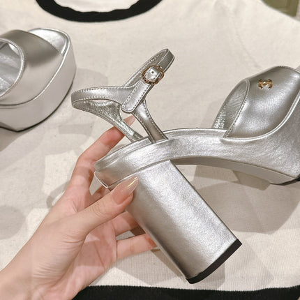CC HIGH SANDAL SILVER CALFSKIN