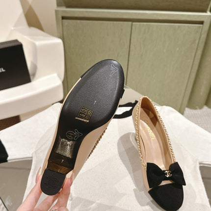 CC HIGH HEELS BEIGE CREAM CALFSKIN AND FABRIC