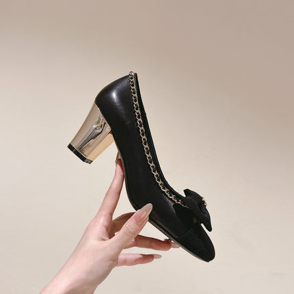 CC HIGH HEELS BLACK CALFSKIN AND FABRIC