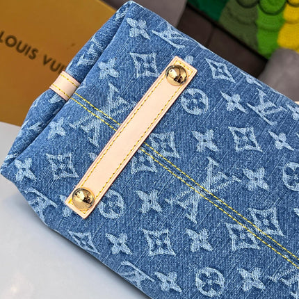 LV 25S CARRYALL 39 IN BLUE DENIM MONOGRAM LEATHER TRIM