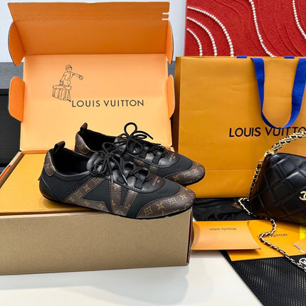 SNEAKERINA TRAINERS IN BROWN AND BLACK FABRIC AND CANVAS