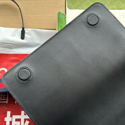 OPHIDIA MEDIUM MESSENGER FLAP BAG 27 IN DARK GREY AND BLACK CALFSKIN