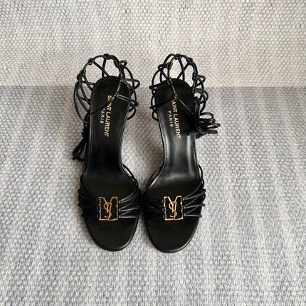 YSL HIGH HEEL 90MM IN BLACK CALFSKIN GOLD HARDWARE