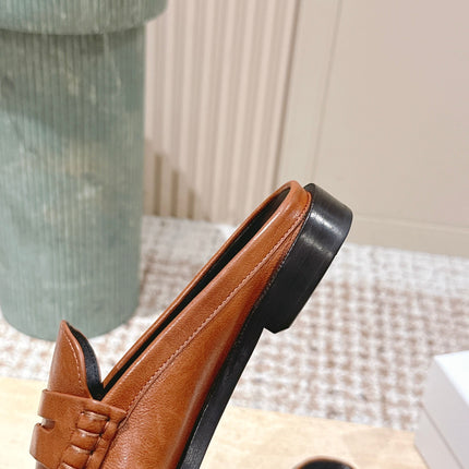 YSL 25S LOAFER MULE IN BURNT ORANGE CALFSKIN