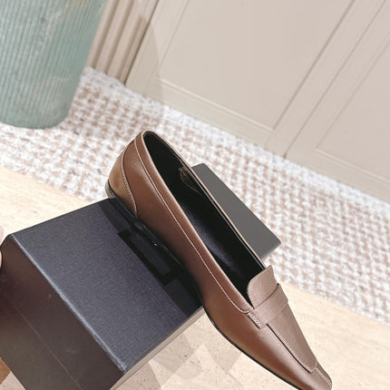 YSL 25S SAINT LAURENT POPPY BALLET FLATS IN TAUPE BROWN SILK