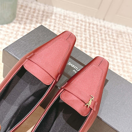 YSL 25S SAINT LAURENT POPPY BALLET FLATS IN VINTAGE RED SILK