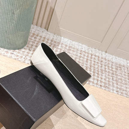 YSL 25S POPPY BALLET FLATS IN IVORY GLOSSY LAMBSKIN