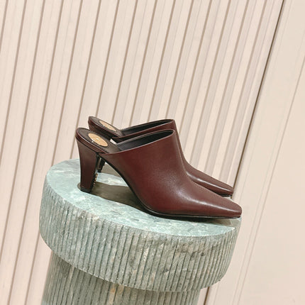 YSL 25S JILL MULES IN BURGUNDY SMOOTH CALFSKIN