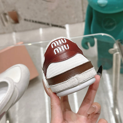 BALLERINAS IN WHITE TECHNICAL FABRIC AND SUEDE