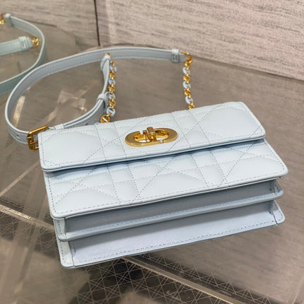 MISS CARO MINI BAG 17 IN BABY BLUE MACROCANNAGE LAMBSKIN