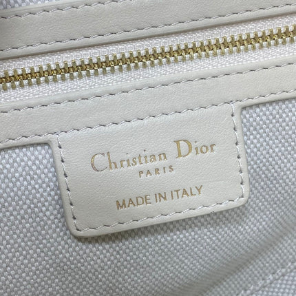 DIOR 25S SOFT SADDLE BAG 25 IN BLUE DIOR OBLIQUE CHAMBRAY AND IVORY SMOOTH CALFSKIN