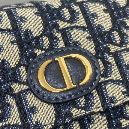 DIOR 25S 30 MONTAIGNE AVENUE BAG 23 IN BLUE CANVAS DIOR OBLIQUE JACQUARD