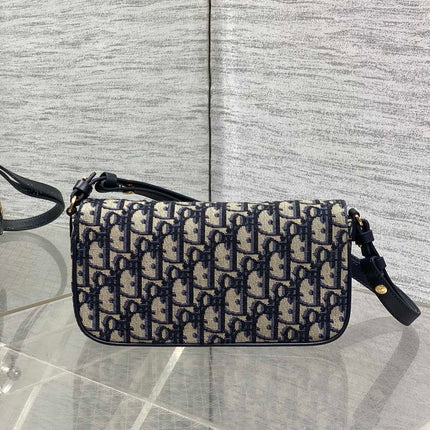 DIOR 25S 30 MONTAIGNE AVENUE BAG 23 IN BLUE CANVAS DIOR OBLIQUE JACQUARD