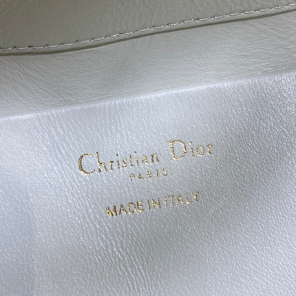 DIOR 25S TOUJOURS VERTICAL NANO TOTE BAG 18 IN IVORY BLACK MACROCANNAGE CALFSKIN