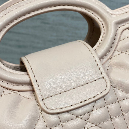 DIOR 25S JOLIE TOP HANDLE MINI BAG 18 IN BABY PINK CALFSKIN GOLD HARDWRE