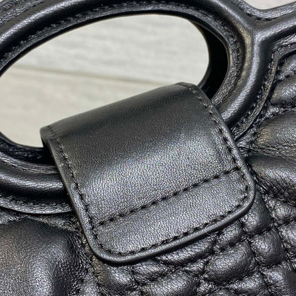 DIOR 25S JOLIE TOP HANDLE MINI BAG 18 IN BLACK CALFSKIN GOLD HARDWRE