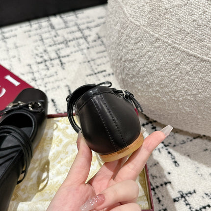 MARY JANE FLAT IN BLACK CALFSKIN