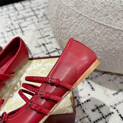MARY JANE FLAT IN CRIMSON RED CALFSKIN