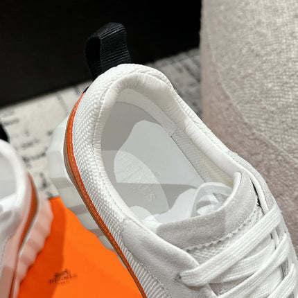 BOUNCING SNEAKER IN BRONZE BROWN CALFSKIN AND WHITE FABRIC