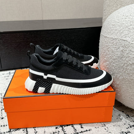 BOUNCING SNEAKER IN BLACK MIX WHITE CALFSKIN AND FABRIC