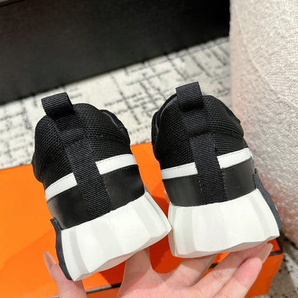 BOUNCING SNEAKER IN BLACK MIX WHITE CALFSKIN AND FABRIC