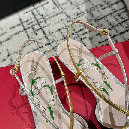 VLTN HIGH HEEL 25S 40 MM IN BLACK FABRIC MIX SILVER CALFSKIN WITH BOW