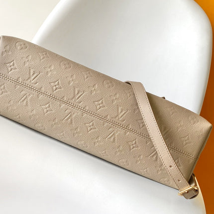 LV 25S BABYLONE TOTE GM BAG 37 IN TOURTERELLE GREY CALFSKIN GOLD HARDWARE