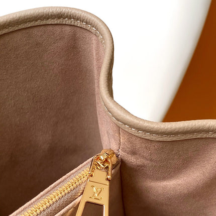 LV 25S BABYLONE TOTE BAG 32 IN TOURTERELLE GREY CALFSKIN GOLD HARDWARE