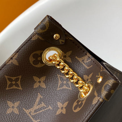 LV 25S NOVA MM BAG 37 IN BLACK CALFSKIN AND BROWN MONOGRAM CANVAS TRIM