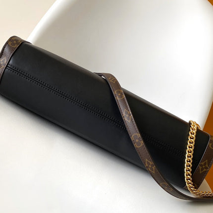 LV 25S NOVA MM BAG 37 IN BLACK CALFSKIN AND BROWN MONOGRAM CANVAS TRIM