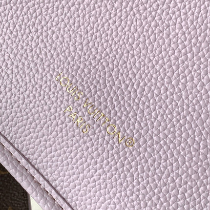 LV 25S NEVERFULL BANDOULIÈRE INSIDE OUT BB 24 IN LIGHT PURPLE AND BROWN CALFSKIN