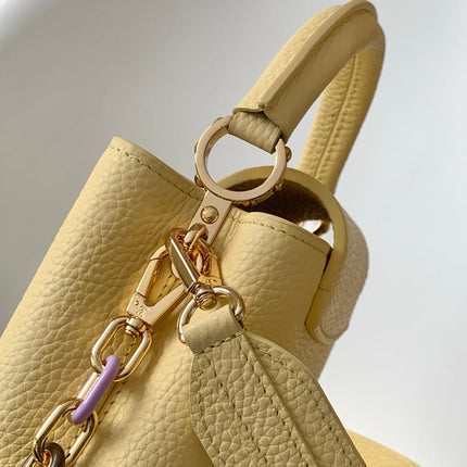 LV 25S CAPUCINES BAG 21 IN YELLOW CALFSKIN GOLD HARDWARE