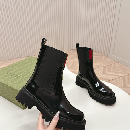GG CLASSIC MARTIN BOOTS IN BLACK PATENT LEATHER