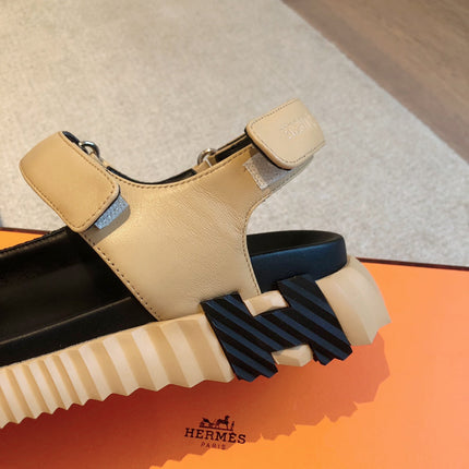 DAD SANDALS IN TUSCAN BEIGE CALFSKIN AND RUBBER