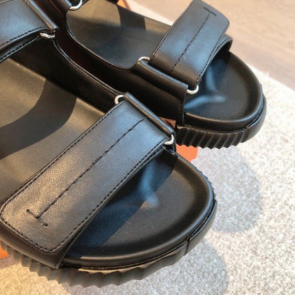 DAD SANDALS IN BLACK CALFSKIN AND RUBBER