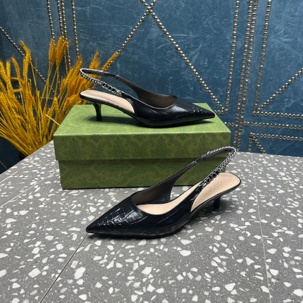 GG SIGNORIA 45 SLINGBACK PUMP BLACK CALFSKIN