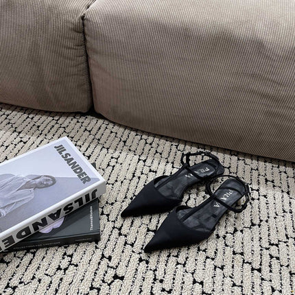 PRA SATIN SLINGBACK PUMPS BLACK
