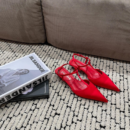 PRA SATIN SLINGBACK PUMPS CRIMSON