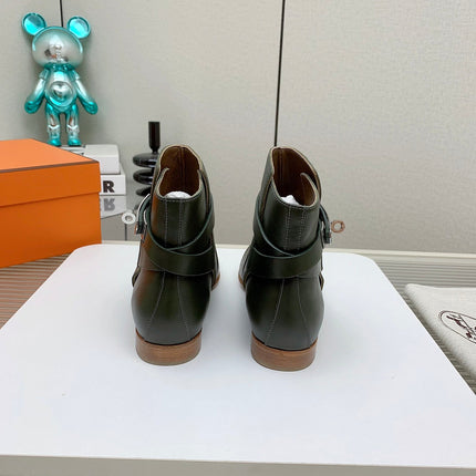 WOMEN'S NEO ANKLE BOOT IN ARMY GREEN CALFSKIN