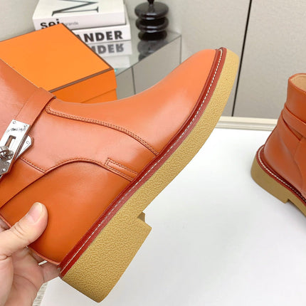 BOTINES HISTORY BOOTS IN SALAMANDER ORANGE CALFSKIN