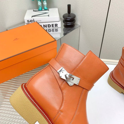 BOTINES HISTORY BOOTS IN SALAMANDER ORANGE CALFSKIN